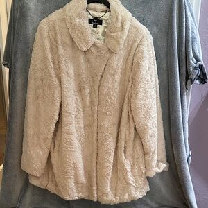 Women's Cream Faux Fur Coat